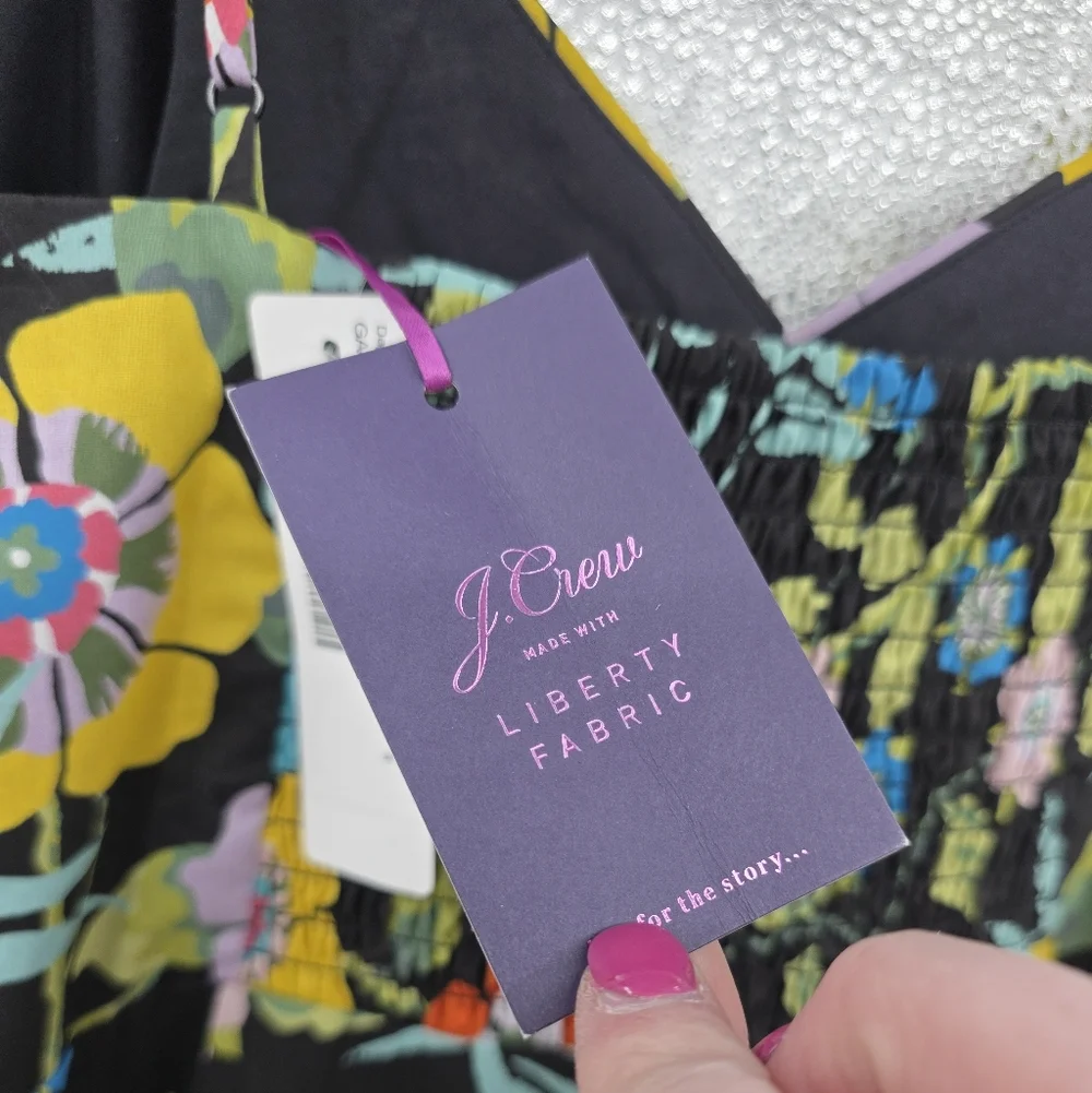 New J.Crew Ruffle dress in Liberty Pavilion black‎ floral 6